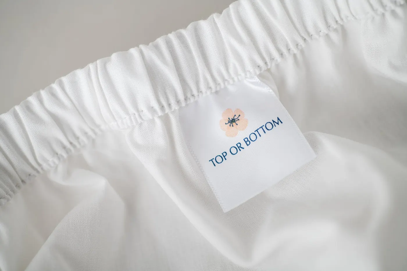 A tag at the bottom of a sheet that reads "Top or bottom"